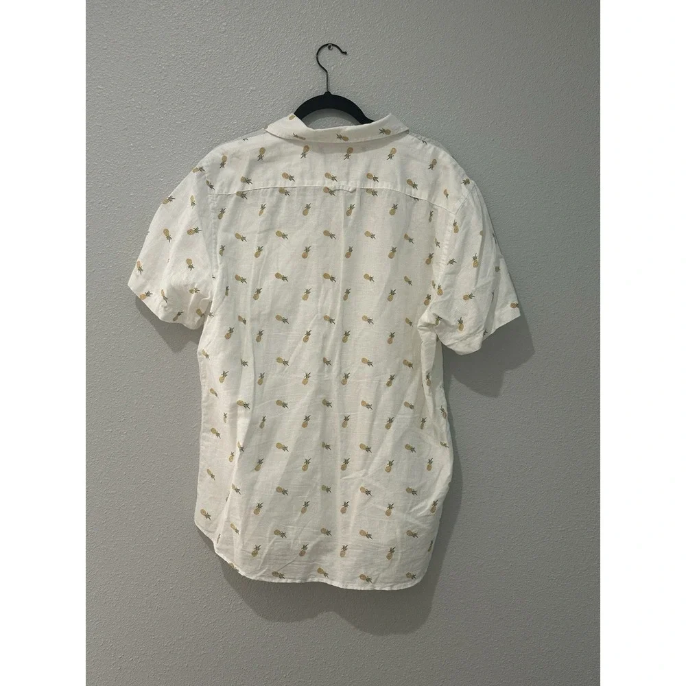 Banana Republic Pineapple Shirt Mens Large Luxe Stretch Slim Fit Short Sleeve